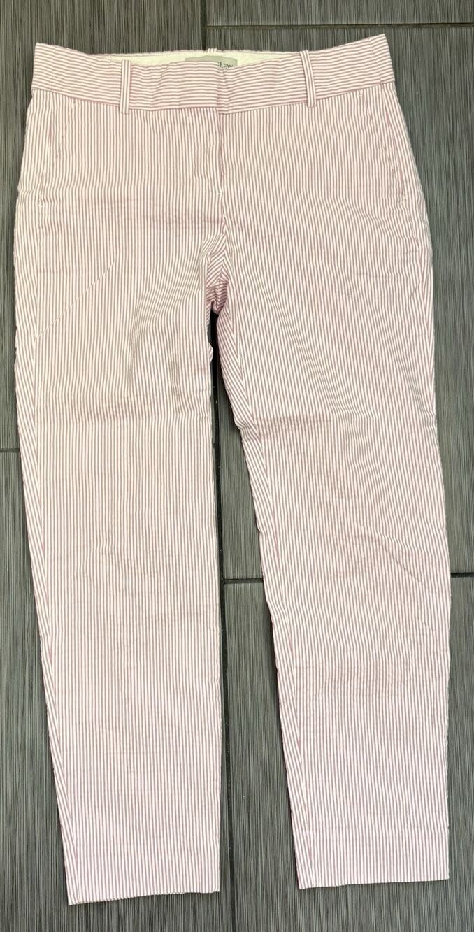 J.Crew Cameron Pink/White Striped Seersucker Pants Women’s Size 6 Preppy